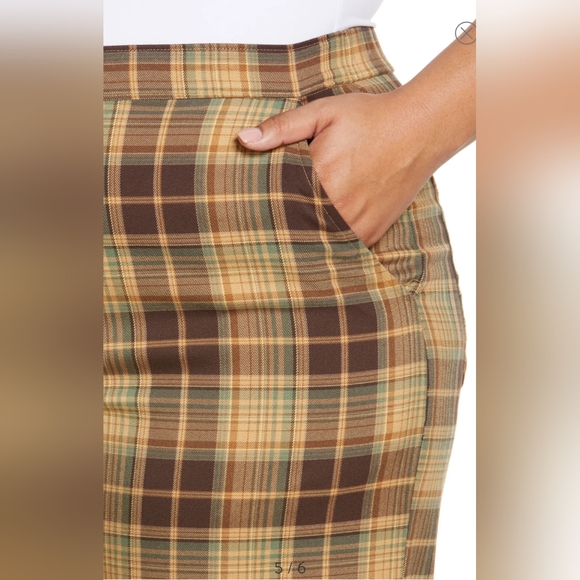 BP Everyday Plaid High Rise Pants In Brown Claire Plaid Size 1X = 18  (16W) NWT - Picture 5 of 12